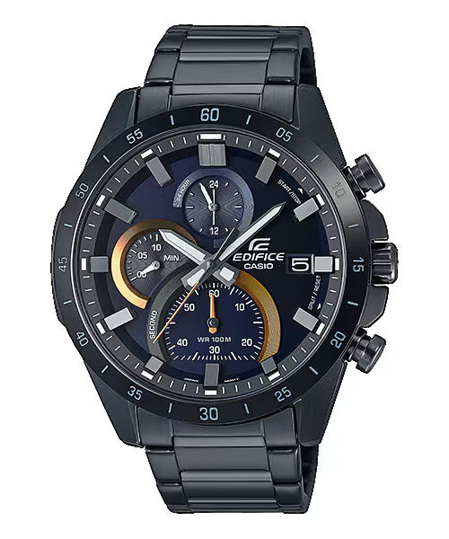 Casio Edifice EFR-571DC-2AVUDF Men’s Chronograph Watch – Blue Sunray Dial, Black Ion-Plated Stainless Steel Bracelet, Quartz Analog with Date – Premium Sport & Business Style - THE HAPPY BUY