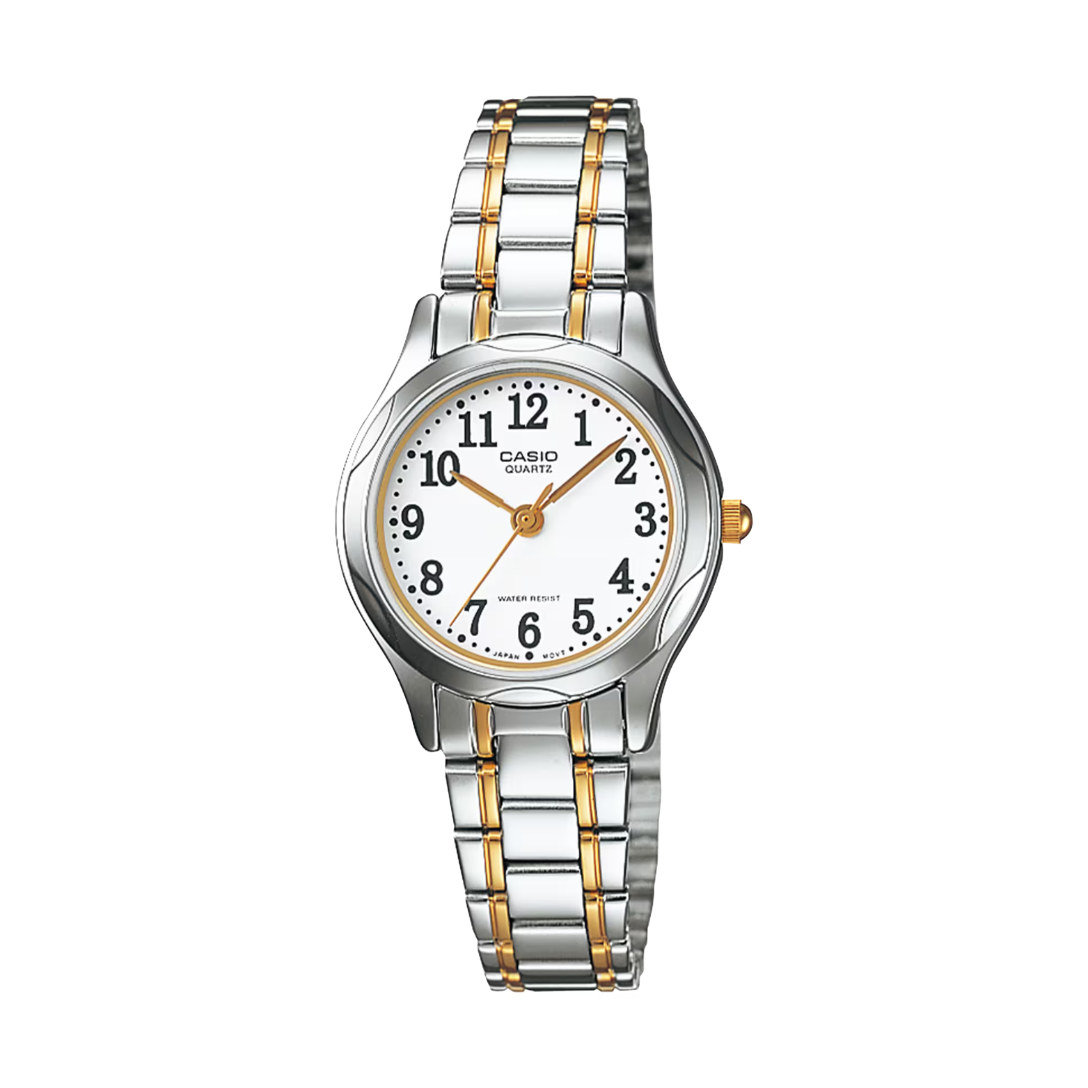 Two-tone Casio watch on a white background