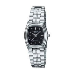 Casio watch with silver bracelet on a white background