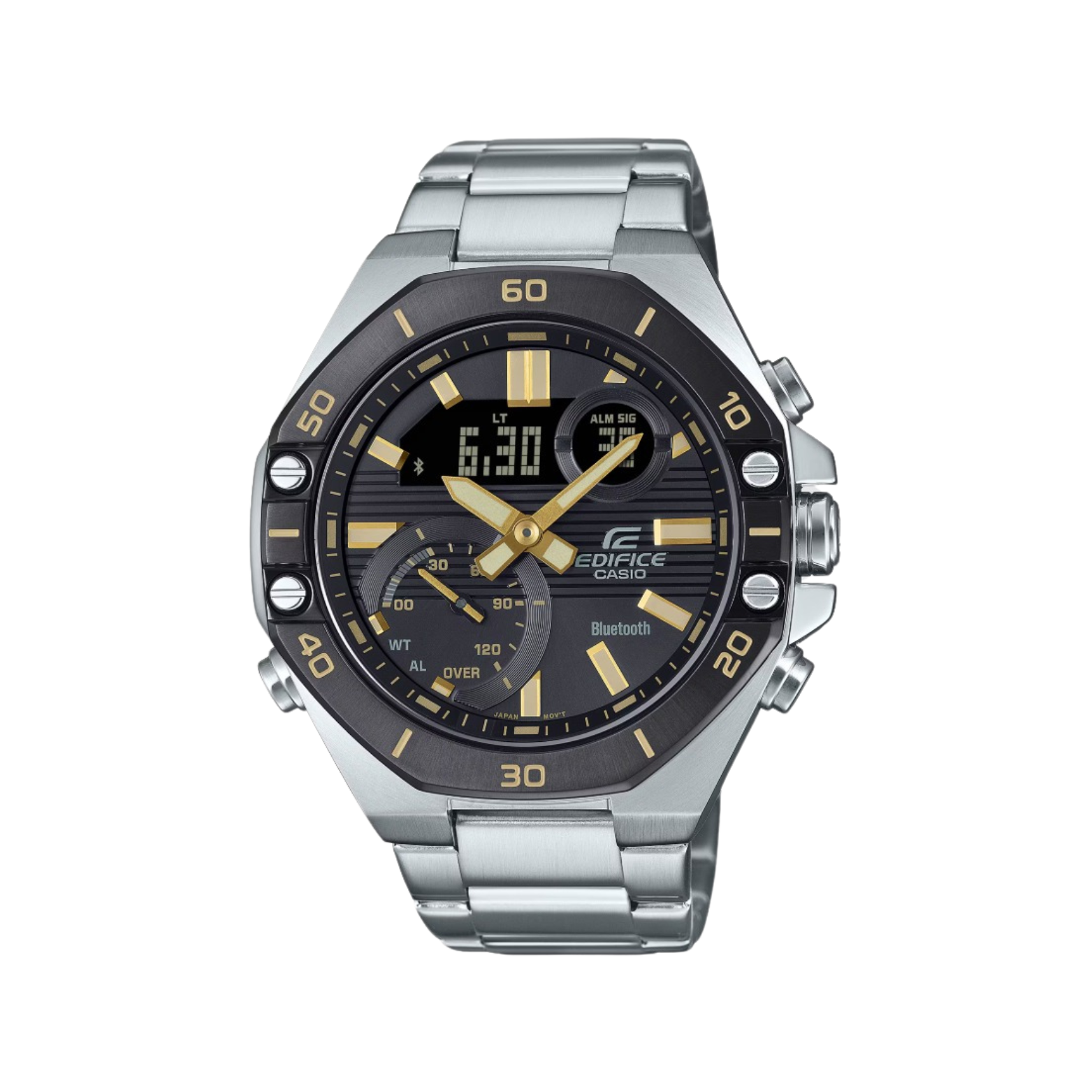 Casio Edifice ECB-10DB-1A9DF Men’s Analog-Digital Chronograph Watch – Black Dial with Gold Accents, Stainless Steel Bracelet, Smartphone Link, Quartz with Date – Premium Sport & Business Style - THE HAPPY BUY