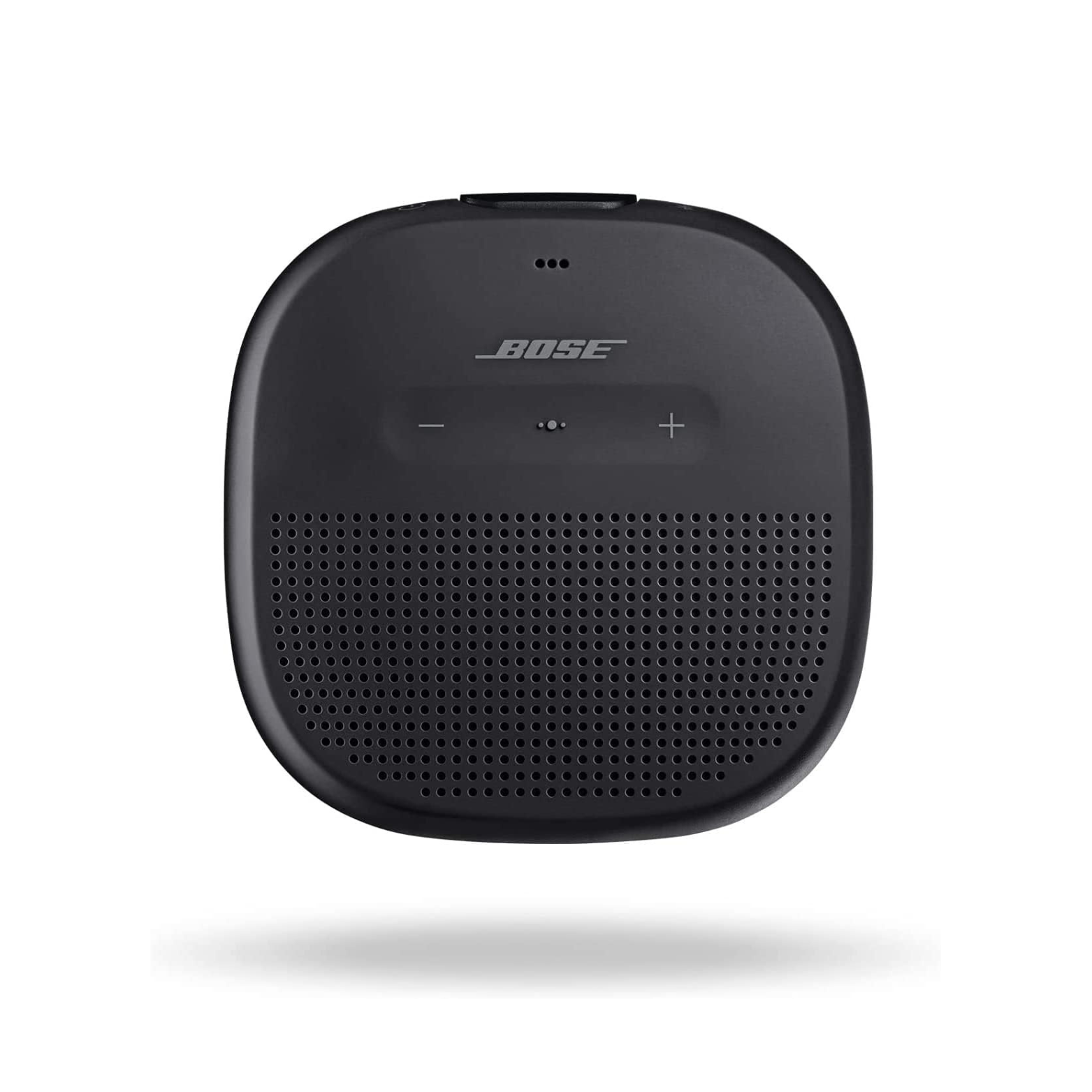 Black Bose speaker on a white background