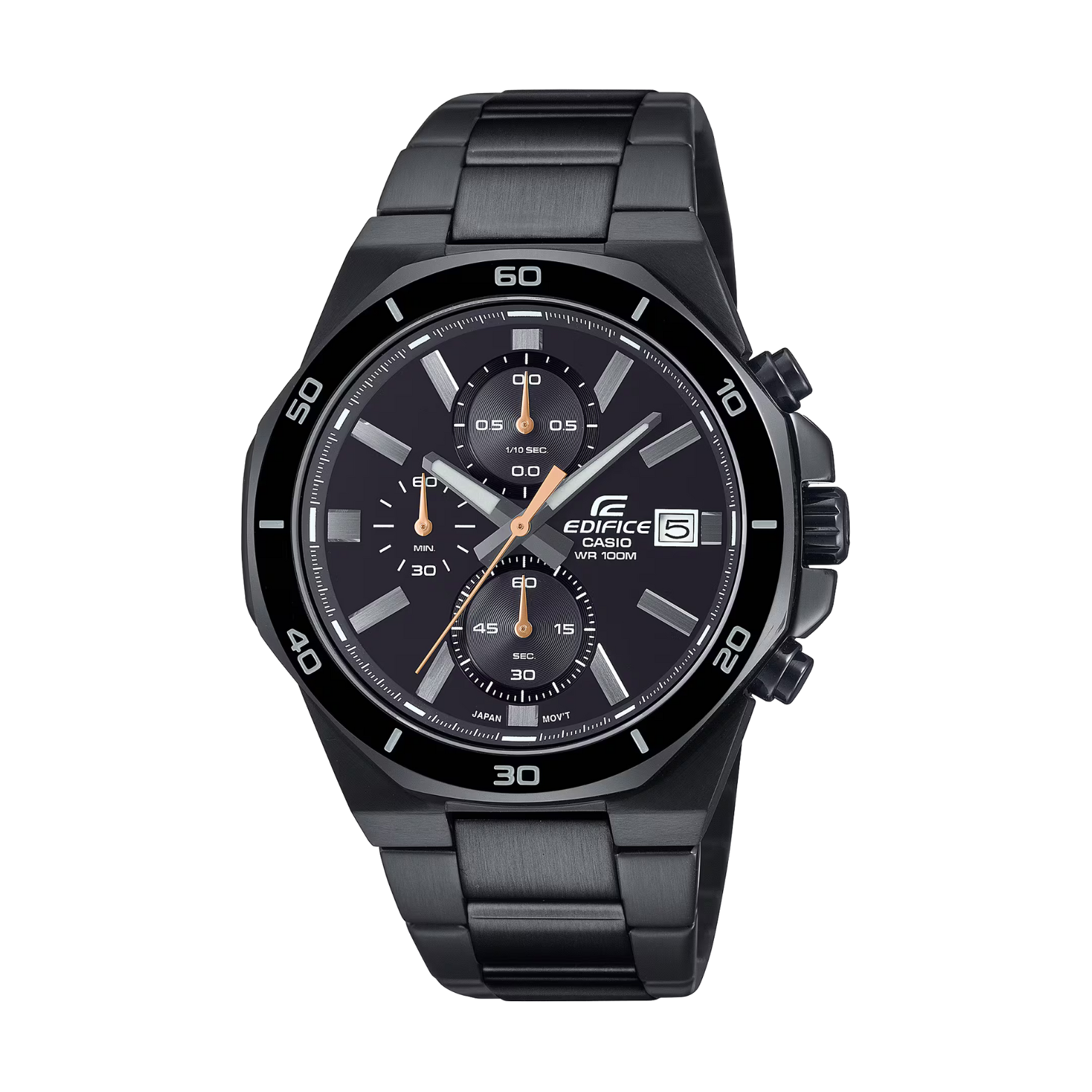 Black Casio Edifice watch on a white background