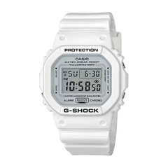 White Casio G-Shock digital watch on a white background