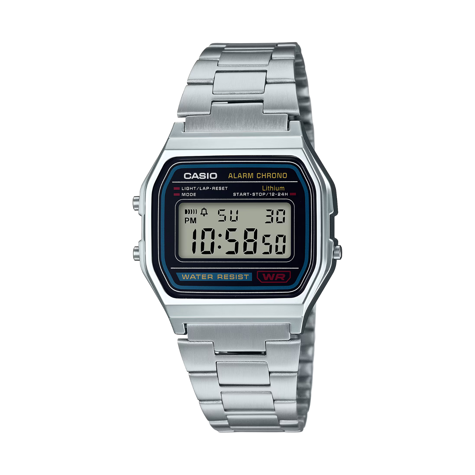 Casio digital watch with metal strap