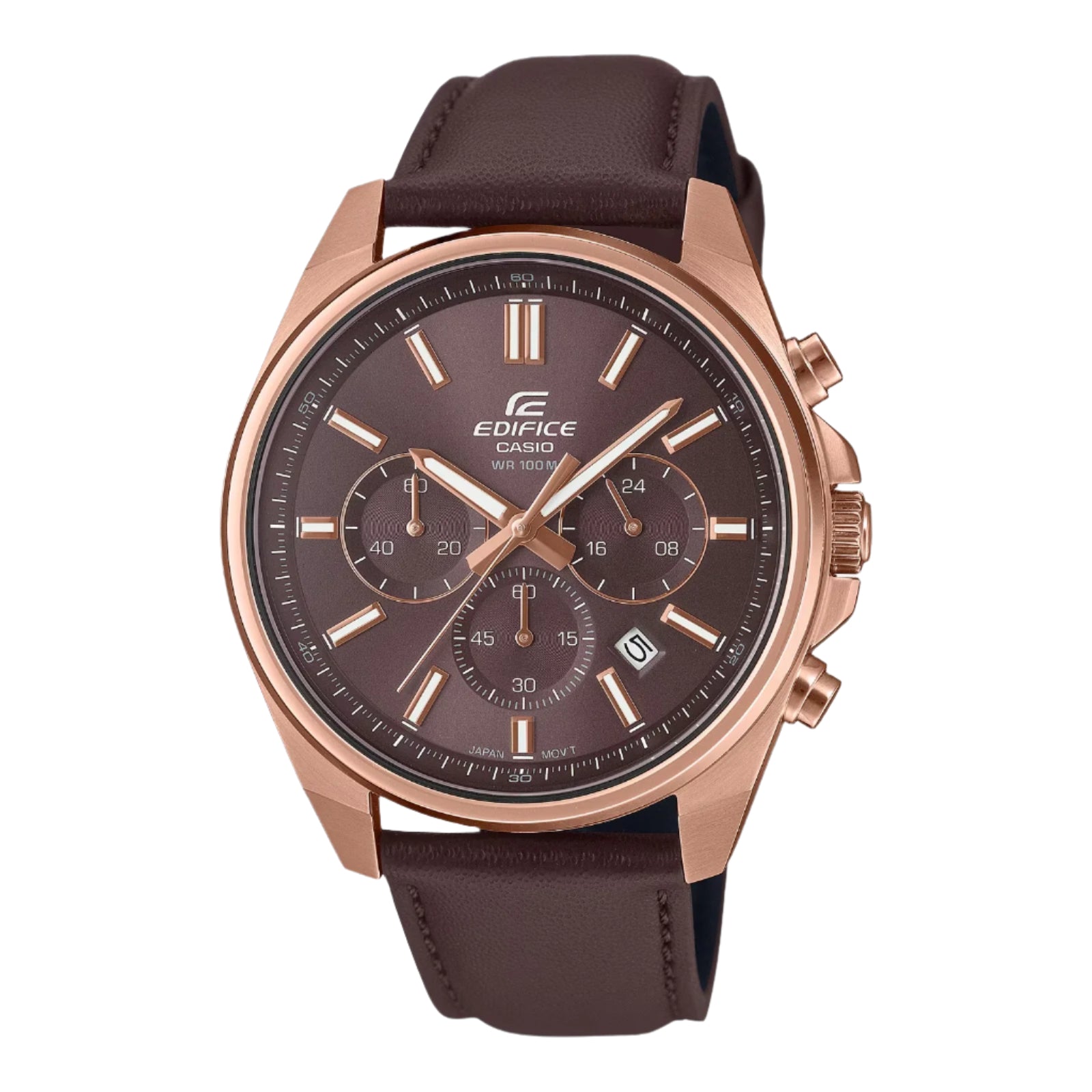 CASIO EDIFICE EFV-650CL-5AVUDF Men’s Watch | Brown Leather Band | Chronograph Business-Sport Style - THE HAPPY BUY