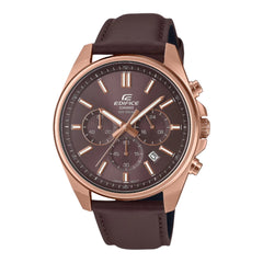 CASIO EDIFICE EFV-650CL-5AVUDF Men’s Watch | Brown Leather Band | Chronograph Business-Sport Style - THE HAPPY BUY