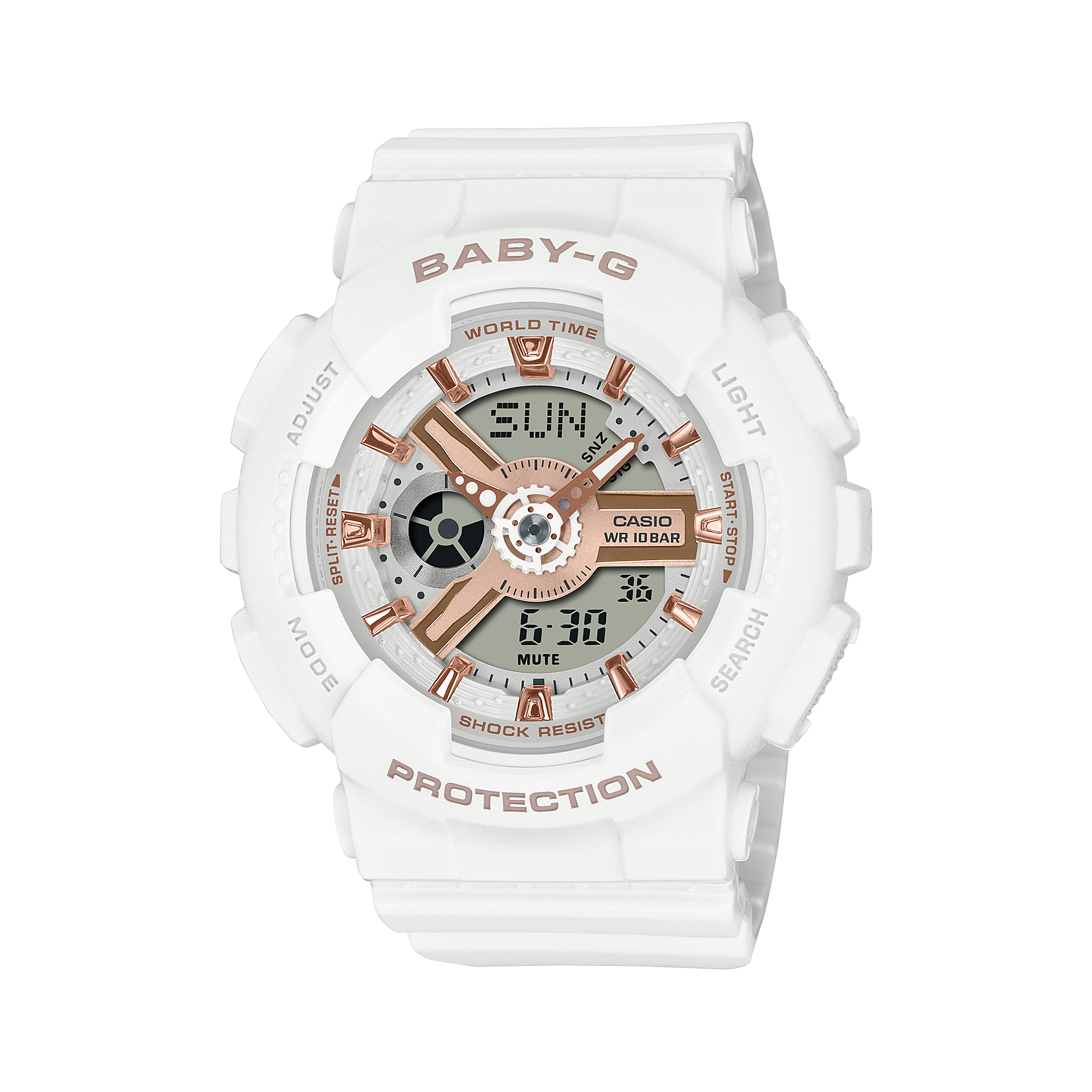 CASIO G-SHOCK BABY-G BA-110XRG-7ADR Women’s Watch | Analog-Digital | White & Rose-Gold Street Fashion Toughness - THE HAPPY BUY