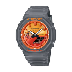 G-Shock watch with gray and orange design on a white background
