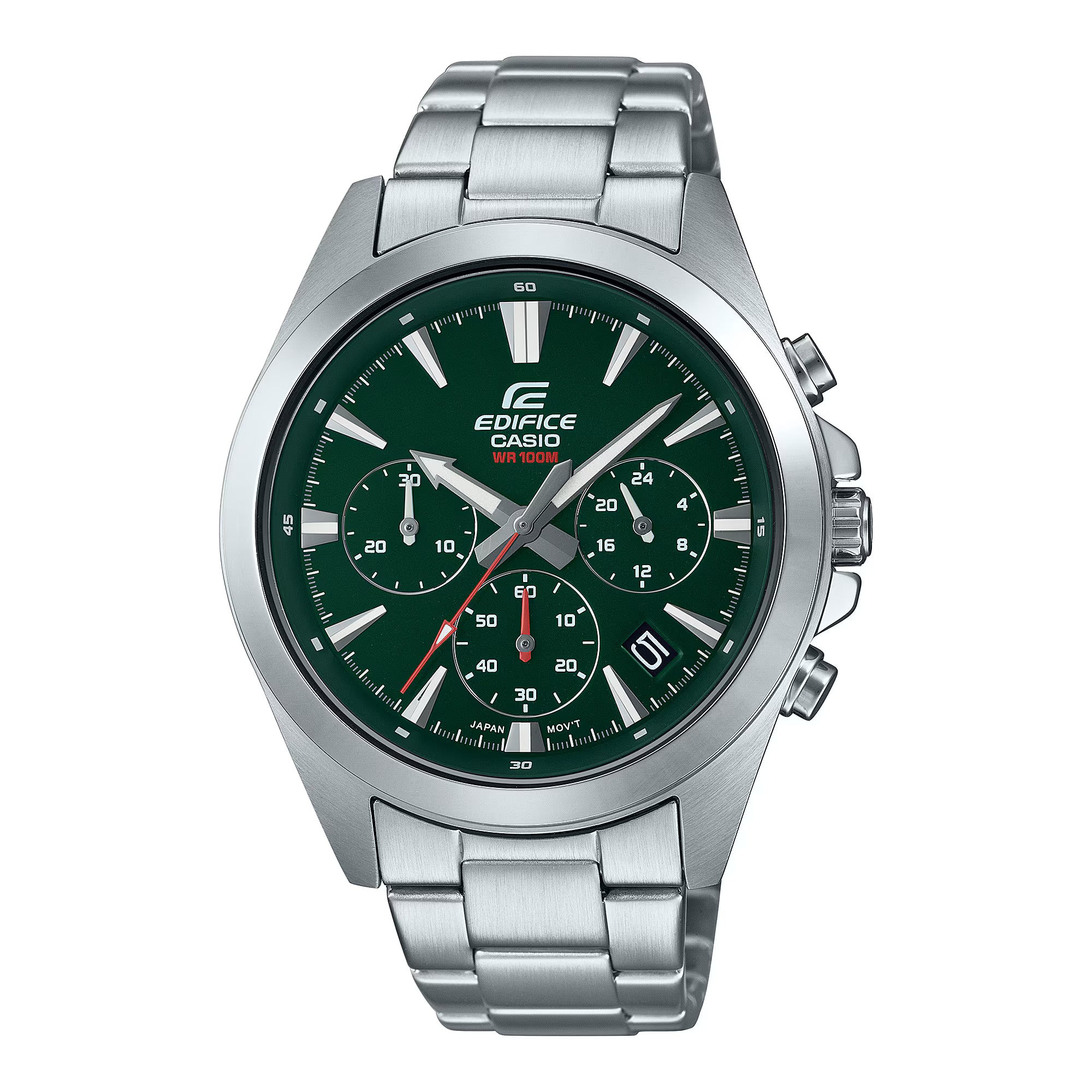 CASIO EDIFICE EFV-630D-3AVUDF Men’s Watch | Stainless Steel Silver | Green Dial Chronograph Business-Sport Style - THE HAPPY BUY