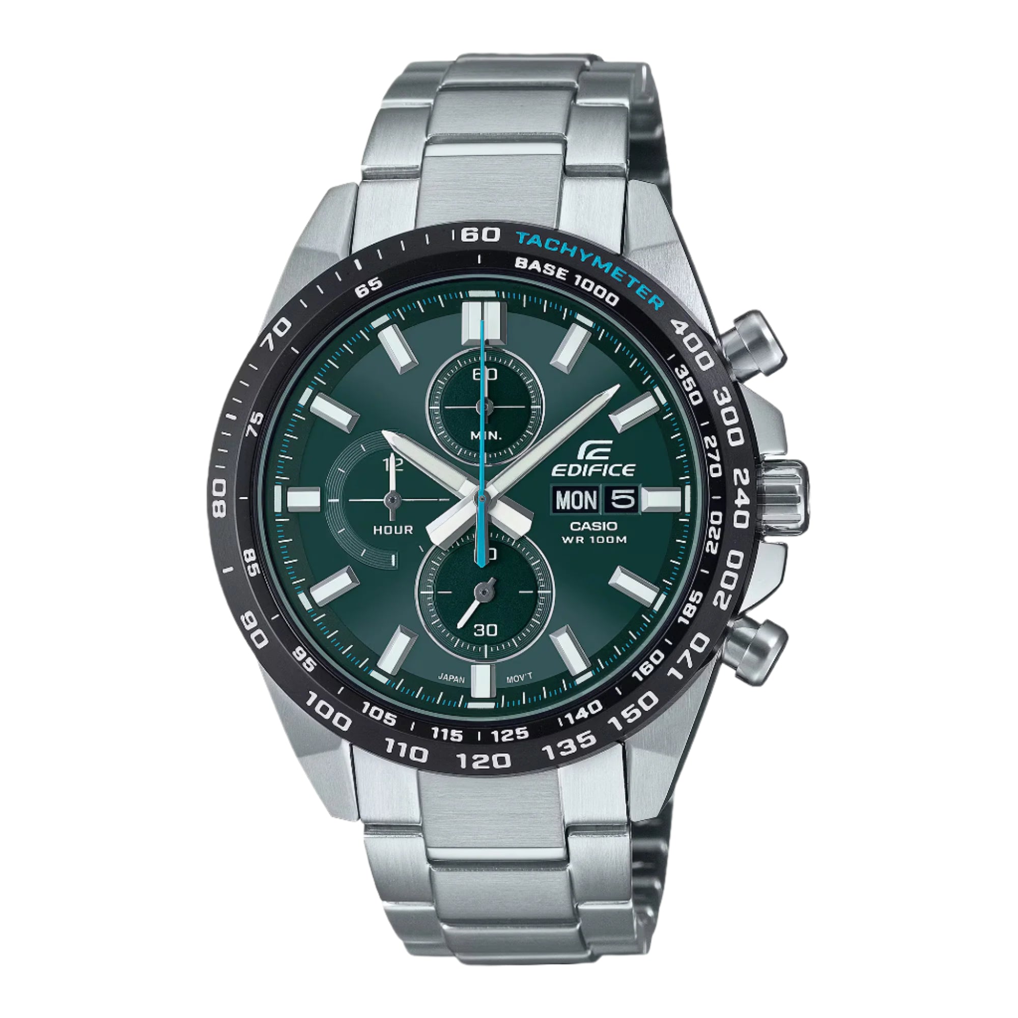 Casio Edifice EFR-574DB-3AVUDF Men’s Chronograph Watch – Green Dial, Stainless Steel Bracelet, Quartz Analog with Date – Premium Business & Sport Style - THE HAPPY BUY