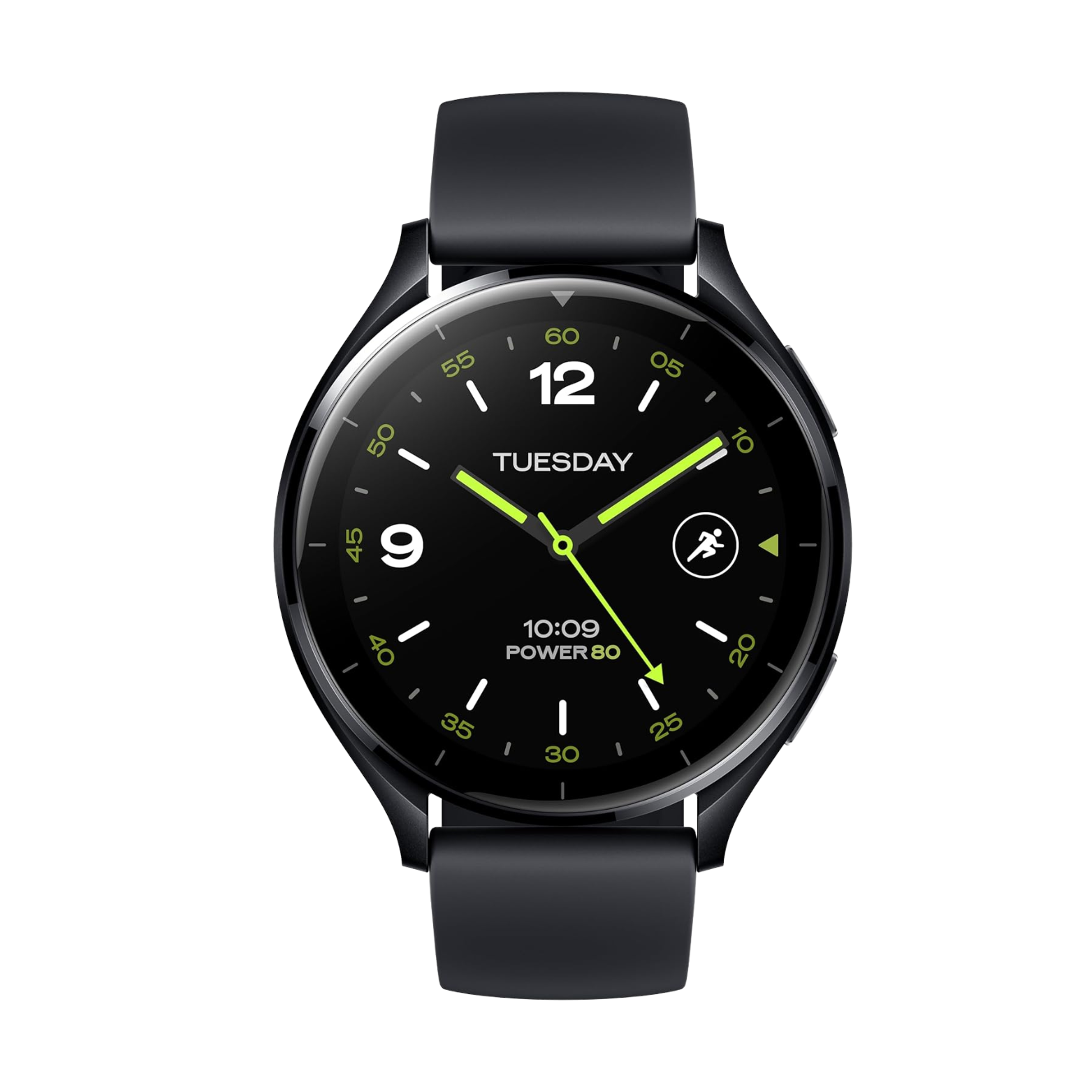 Smartwatch with a black strap on a white background