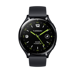 Smartwatch with a black strap on a white background
