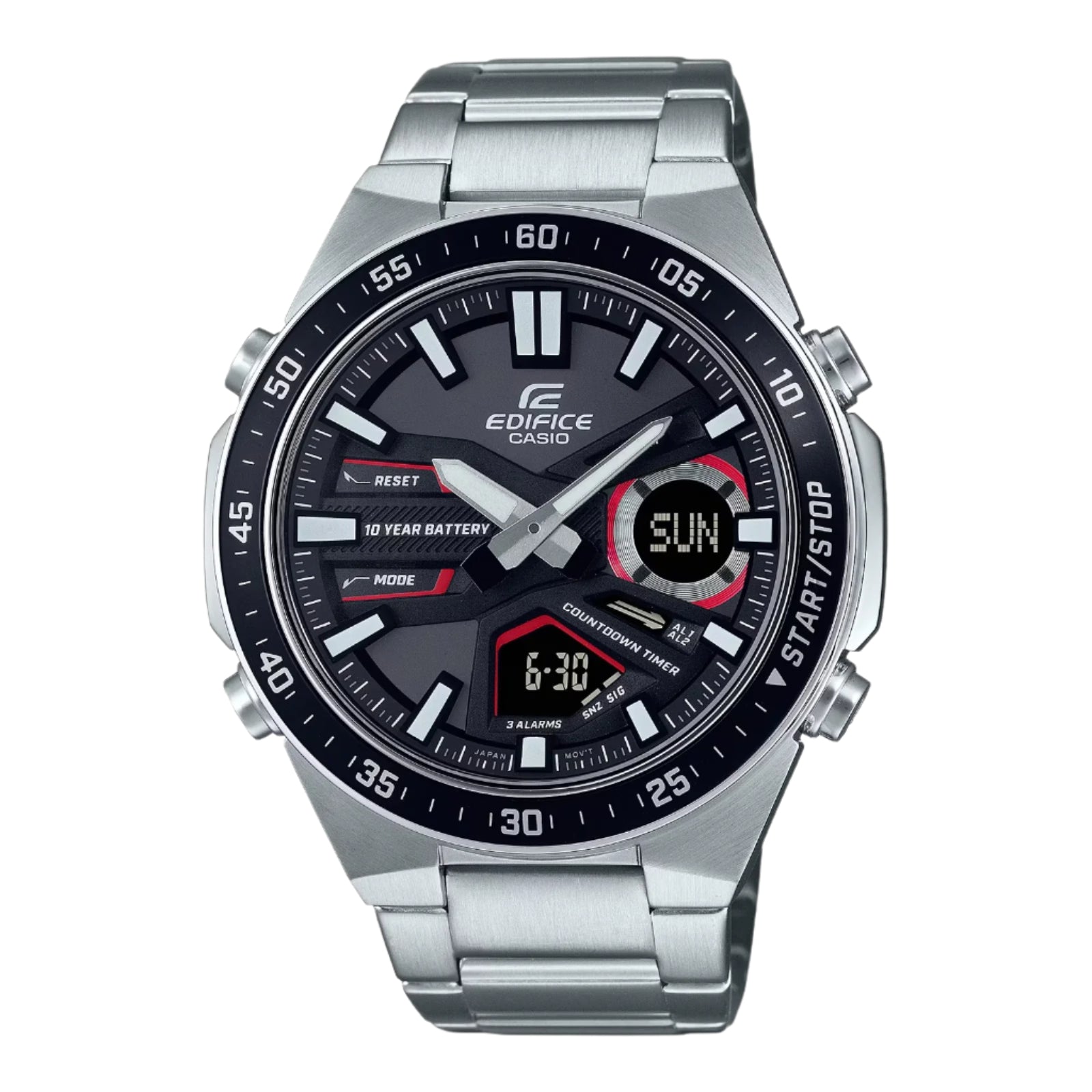 CASIO EDIFICE EFV-C110D-1A4 Men’s Watch | Stainless Steel Silver | Black & Red Business-Sport Style - THE HAPPY BUY