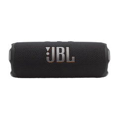 A black JBL Flip 7 portable Bluetooth speaker.