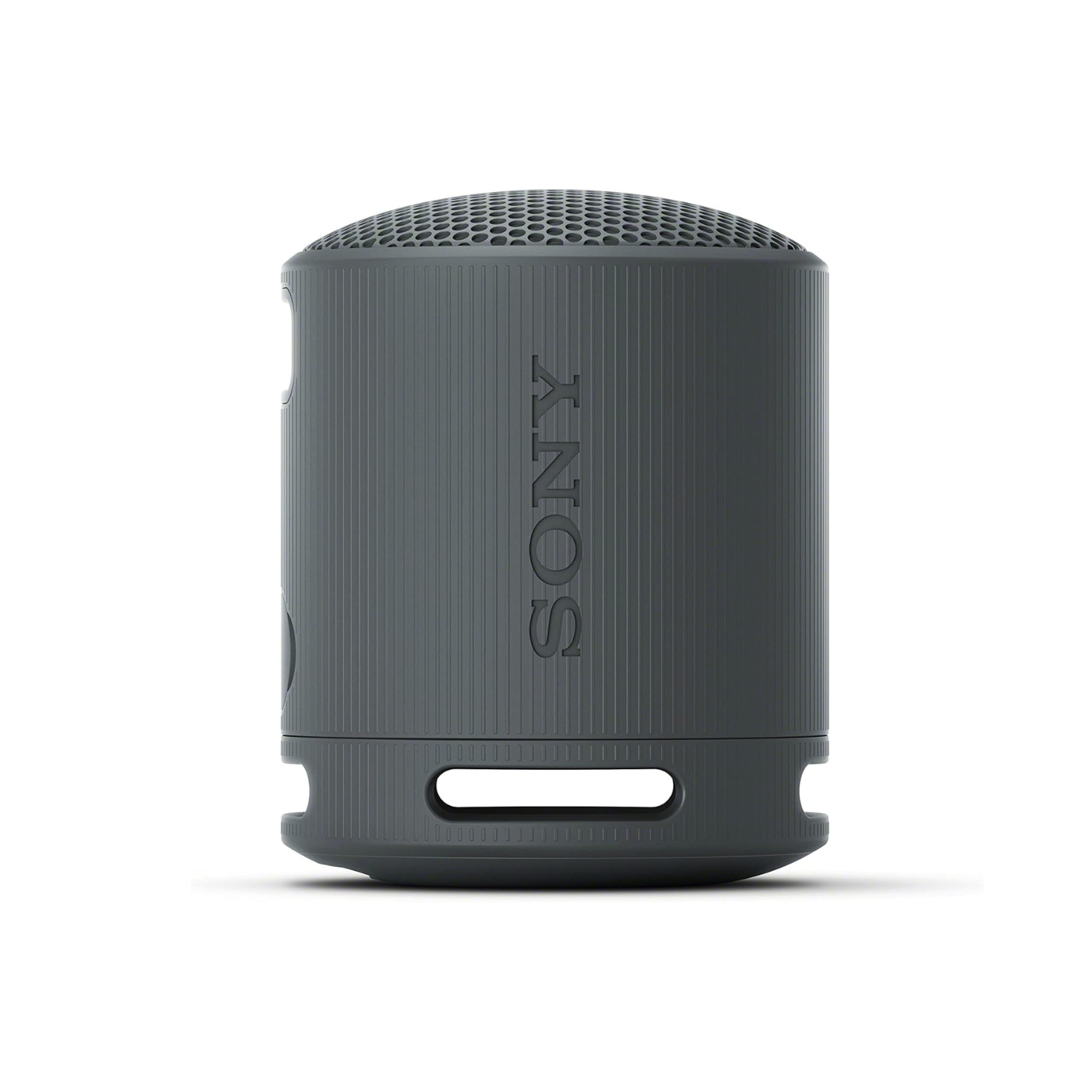 Black Sony speaker on a white background
