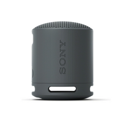 Black Sony speaker on a white background