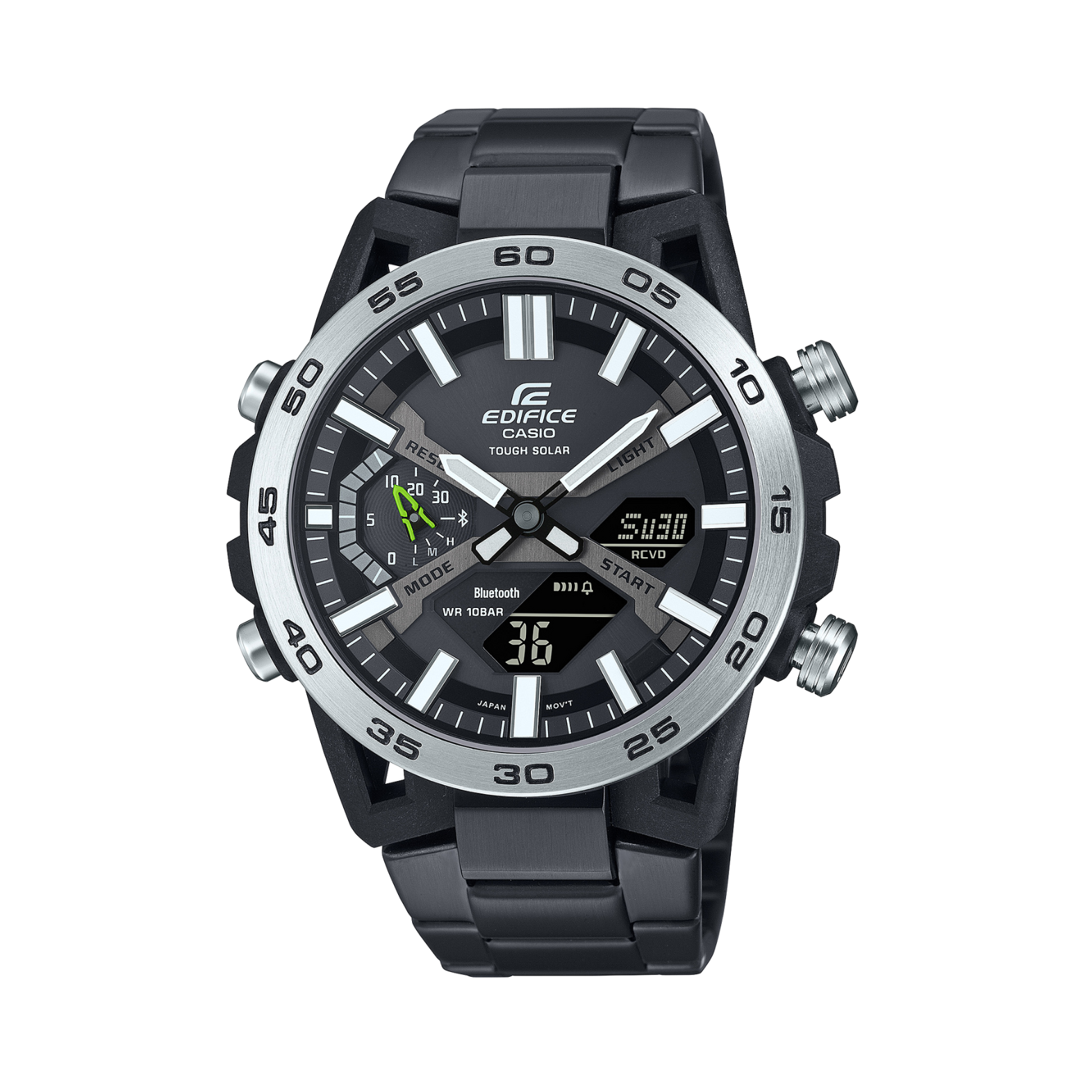 Black Casio Edifice watch on a white background