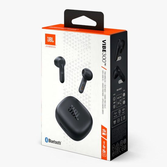 JBL Vibe 300TWS wireless earbuds packaging on a white background