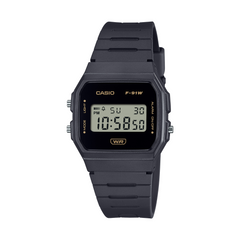 Black Casio digital watch on a white background