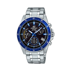 CASIO EDIFICE EFV-540D-1A2VUDF Men’s Watch | Stainless Steel Silver | Black & Blue Chronograph Business-Sport Style - THE HAPPY BUY
