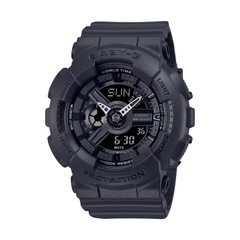 Black Casio watch with digital and analog display on a white background