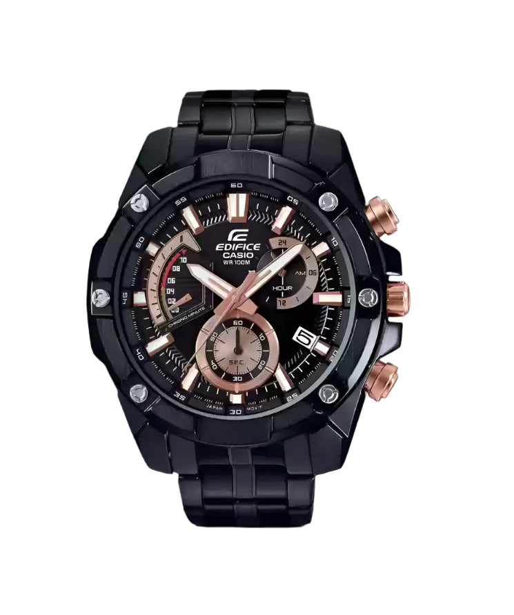 Casio Edifice EFR-559DC-1AVUDF Men’s Chronograph Watch – Black Ion-Plated Stainless Steel Bracelet, Black Dial, Quartz Analog with Date – Premium Sport & Business Style - THE HAPPY BUY
