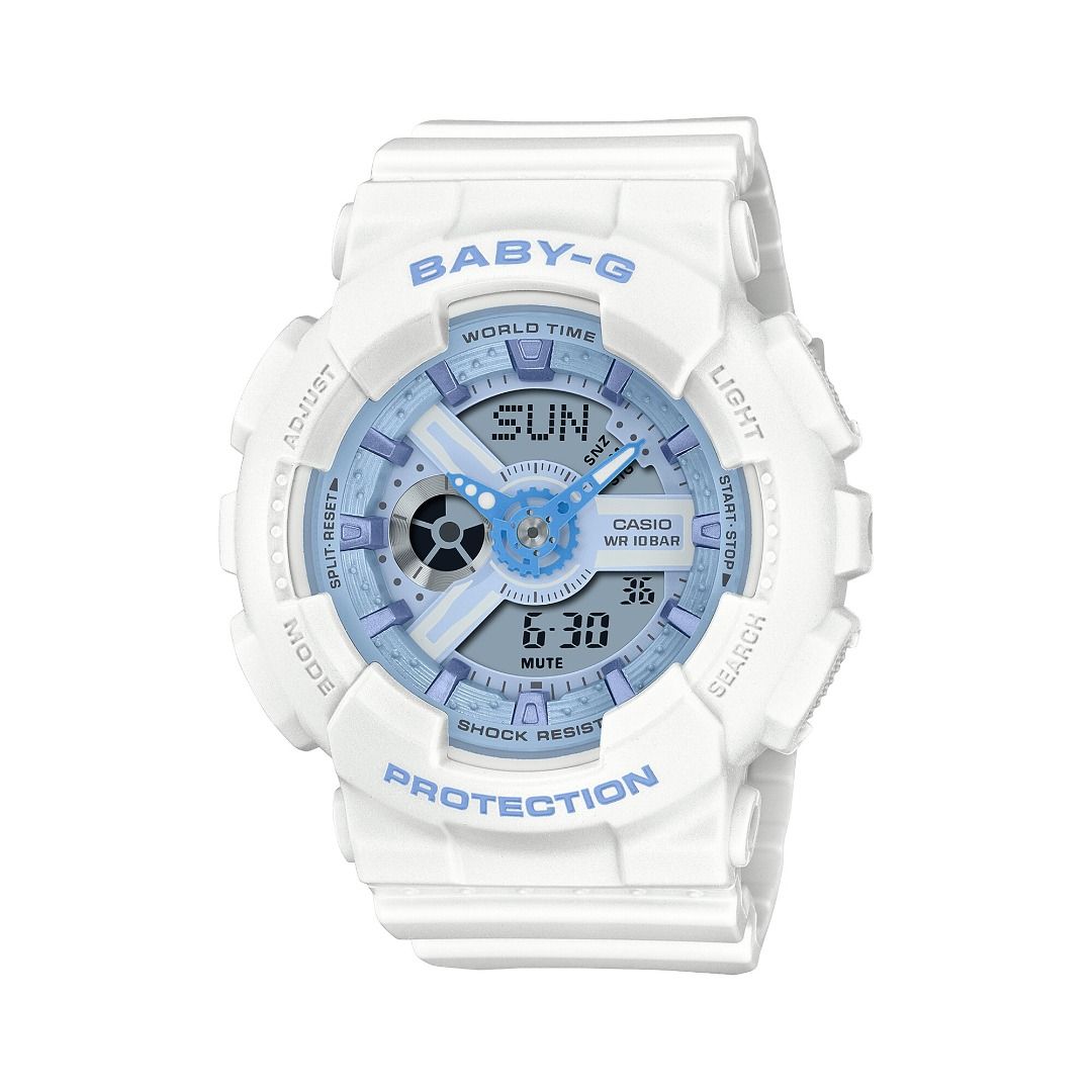 CASIO G-SHOCK BABY-G BA-110XBE-7ADR Women’s Watch | Analog-Digital | White & Blue Street Fashion Toughness - THE HAPPY BUY