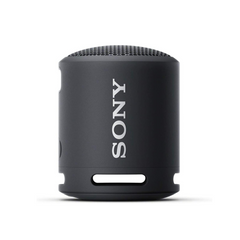 Black Sony portable speaker on a white background