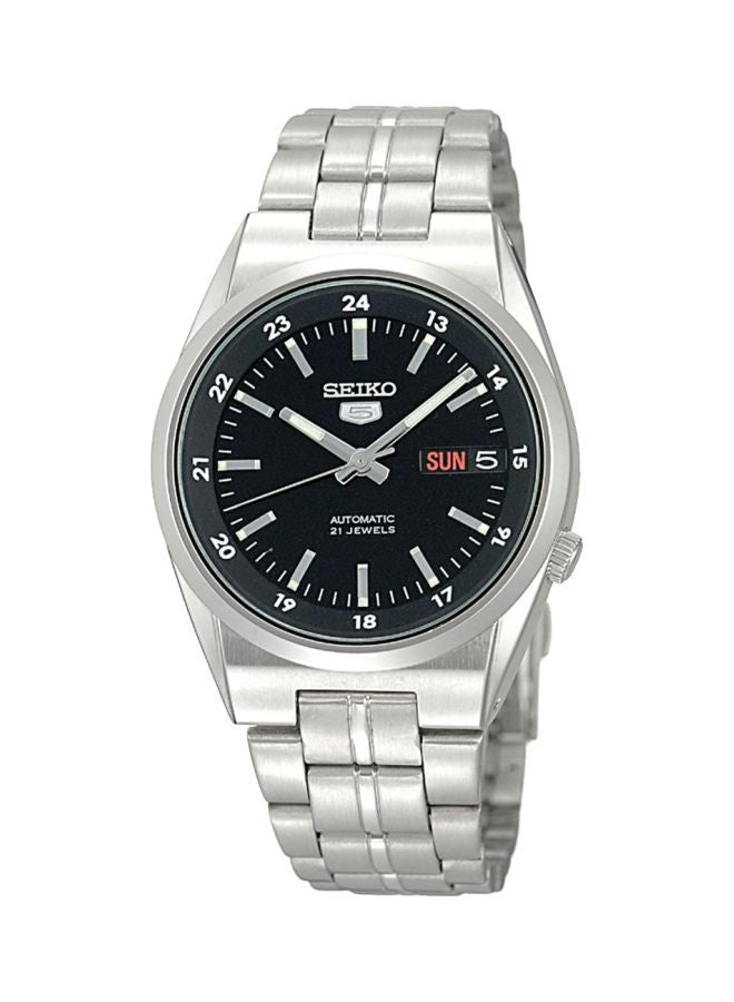 SEIKO SNK567J1 – Japan-Made Automatic Watch – 36mm Stainless Steel Case – Black Dial with Day/Date Function – 30M Water Resistance - THE HAPPY BUY