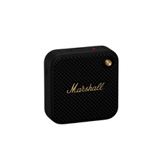 Black Marshall portable speaker on a white background