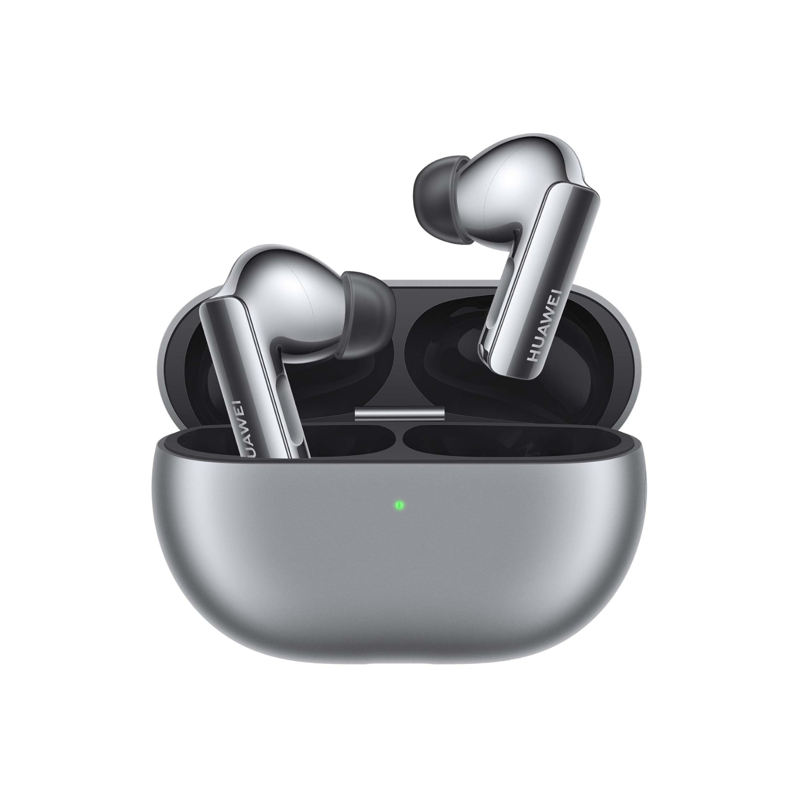 HUAWEI wireless earbuds in a charging case on a white background