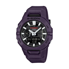 Purple Casio G-Shock watch on a white background