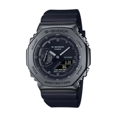 A black CASIO G-SHOCK watch with a digital display and resin band.