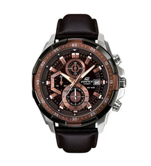 Casio Edifice EFR-539L-5AVUDF Men’s Chronograph Watch – Brown Dial, Brown Leather Strap, Quartz Analog with Date, Stainless Steel Case – Premium Sport & Business Style - THE HAPPY BUY