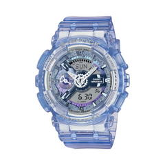 A blue Casio G-Shock watch with a digital display and resin band.