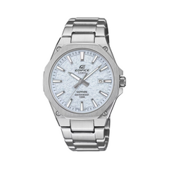 Silver Casio Edifice watch on a white background
