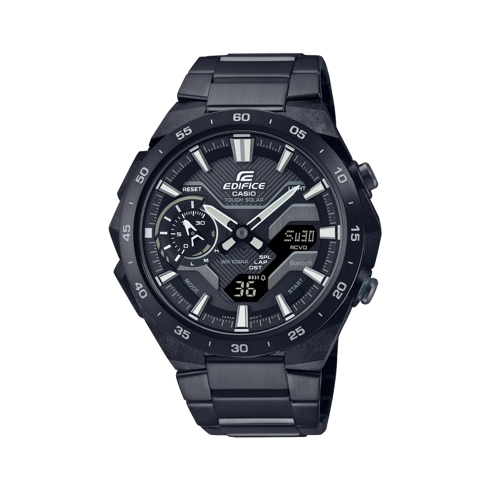 Black Casio Edifice watch on a white background
