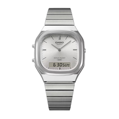 Casio AQ-240E-7ADF Unisex Analog-Digital Vintage Watch with Silver Sunray Dial & Stainless Steel Bracelet - THE HAPPY BUY