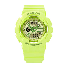 Casio Baby-G BA-110YK-3ADR Women’s Analog-Digital Watch, Green Resin Band, Y2K Style, Shock Resistant, 100m Water Resistant