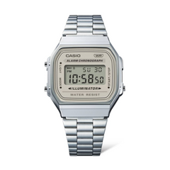 CASIO A168WA-8AYDF Vintage Digital Watch – Men’s Silver Stainless Steel Retro Quartz LED Alarm Chronograph Timepiece