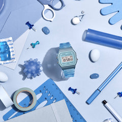 Casio F-91WS-2HDF Digital Watch – Transparent Blue Resin, LED, Retro Slim Style