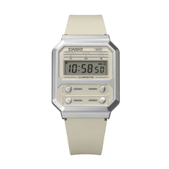 CASIO A100WEF-8A Vintage Digital Watch – Unisex Gunmetal Grey Retro LED Chronograph with Resin Case, Stainless Steel Band & Quartz Movement