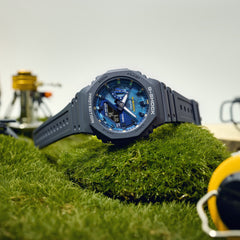 Casio G-SHOCK GA-2100AS-2A Men’s Watch – Blue Resin, Carbon Core Guard, Octagonal Bezel, Shock Resistant, 200M Water Resistant, Analog-Digital Display