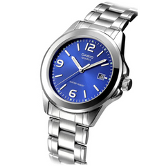 CASIO LTP-1215A-2ADF Women’s Analog Watch – Blue Dial, Stainless Steel, Date Display, 30m Water Resistance