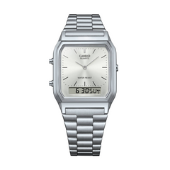 CASIO AQ-230A-7AMQYDF Vintage Unisex Watch – Analog-Digital Dual Display, Stainless Steel, Alarm & Stopwatch, Water Resistant