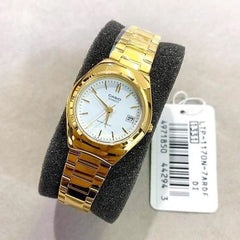 CASIO LTP-1170N-7ARDF Women's Analog Watch – Stainless Steel with White Dial & Gold Accents, Elegant & Classic Design