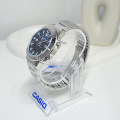 CASIO AMW-870DA-2A1VDF Analog-Digital Watch – Blue Dial, Stainless Steel Band, Stopwatch, Dual Time, Water Resistant
