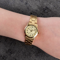 CASIO LTP-V001G-9BUDF Women’s Analog Watch – Gold Stainless Steel, Champagne Dial, Quartz Movement, Water Resistant, Elegant Classic Ladies Watch