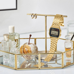 CASIO A159WGEA-1DF Vintage Digital Watch – Unisex Gold Stainless Steel Retro, Black Display, LED Light, Alarm, Stopwatch, Water Resistant, Quartz