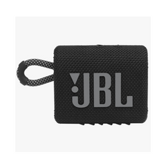 Black JBL portable speaker on a white background